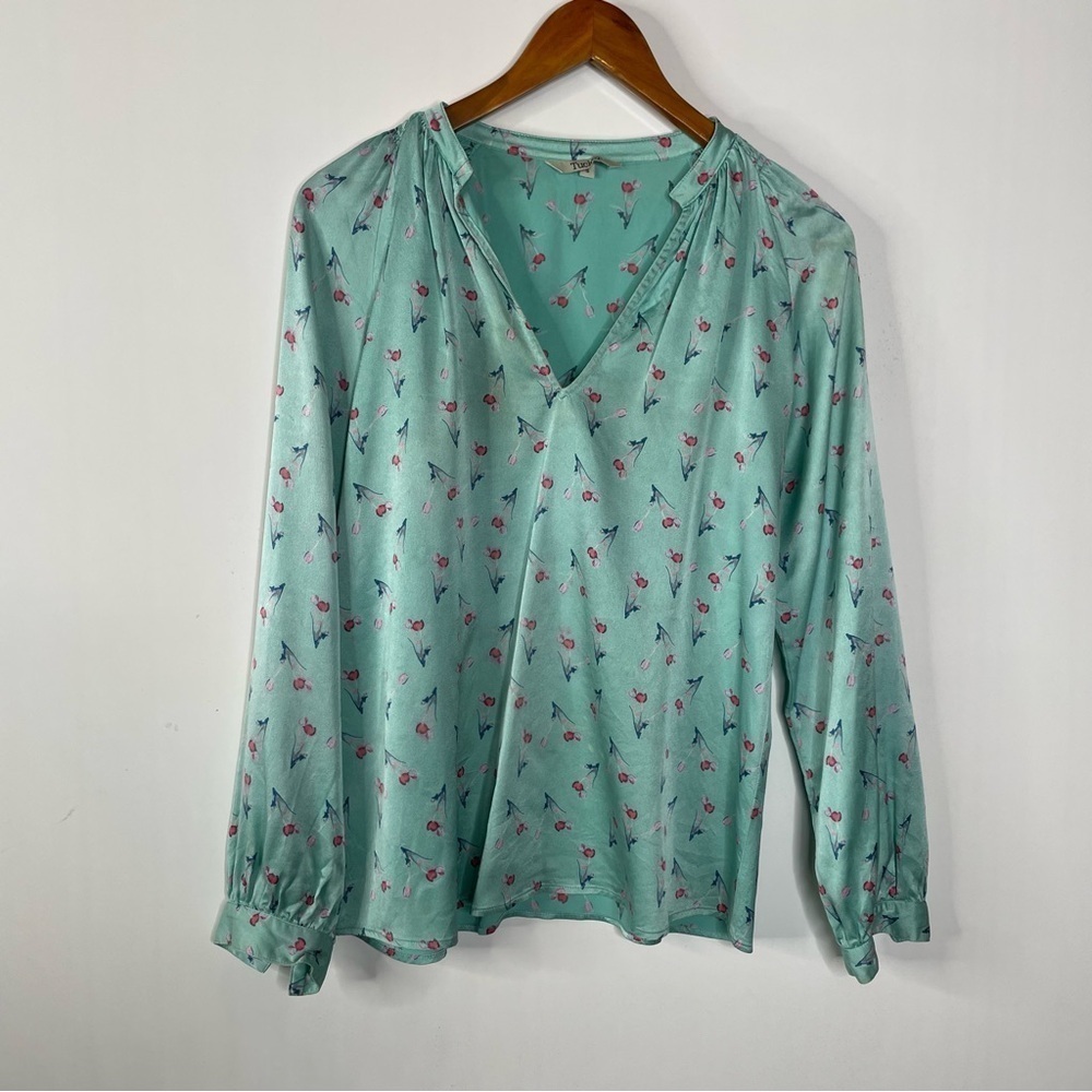 Tucker Floral Silk‎ Blouse Size Small
